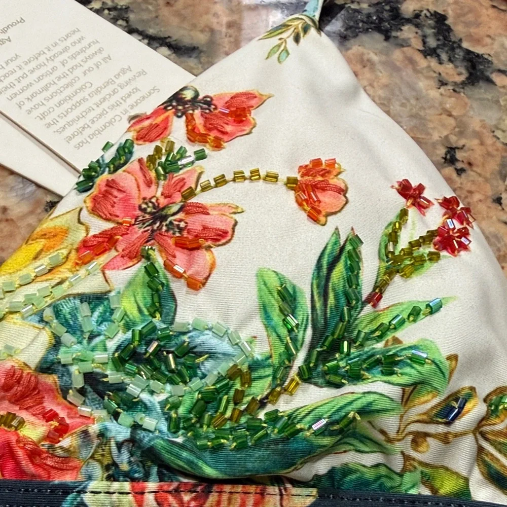 Agua Bendita beaded Agua Gypsy Lola Floral Bikini NWT